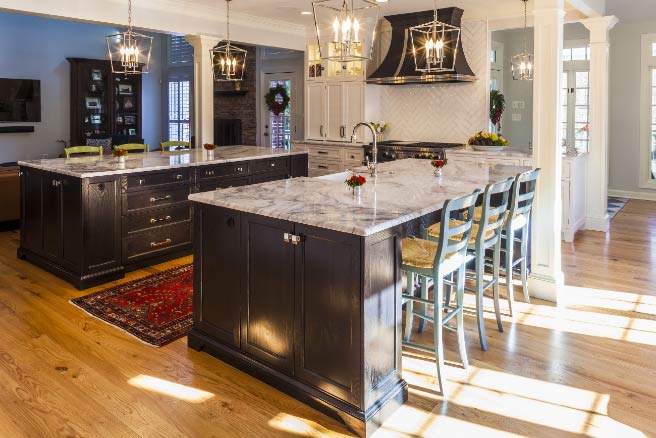 Baltimore kitchen remodeled adding two islands