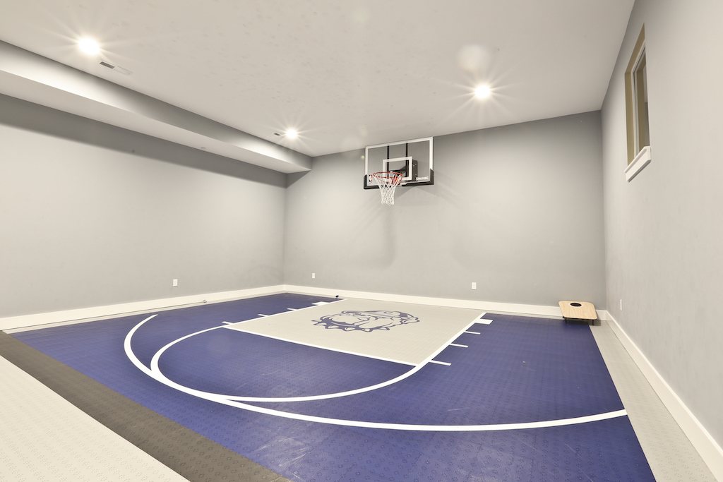 A basketball court was part of a larger home addition