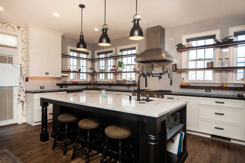 Industrial style kitchen that makes this home look custom-built