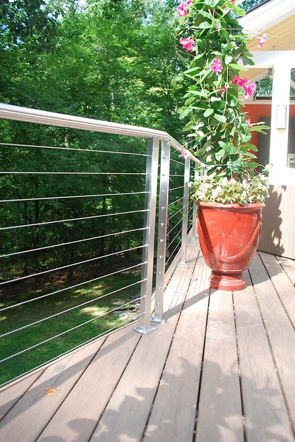 Steel wire deck railing