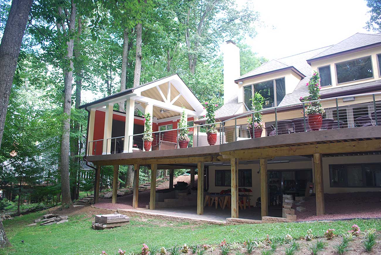 Large deck with patio underneath